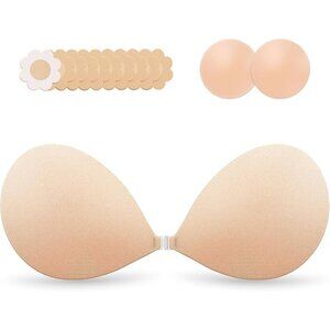 Women's Invisible Push-Up Bra Strapless Ultra-Adhesive for Backless Dresses Bcup
